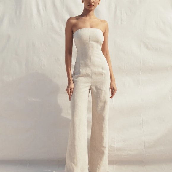 Reformation Jude Linen Jumpsuit - Size 8 - Picture 2 of 4